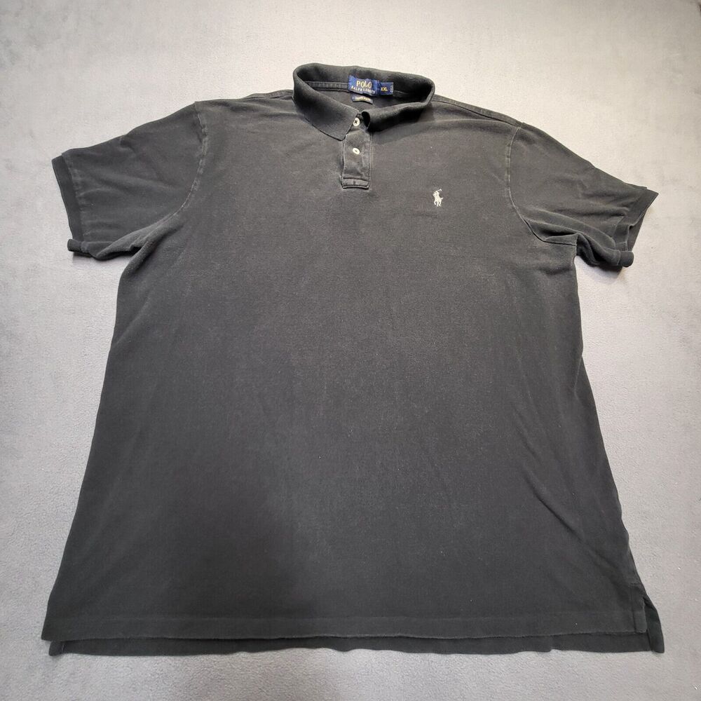 Polo Ralph Lauren Polo Shirt Mens 2XL Black Short Sleeve Custom Slim Fit - Picture 1 of 6